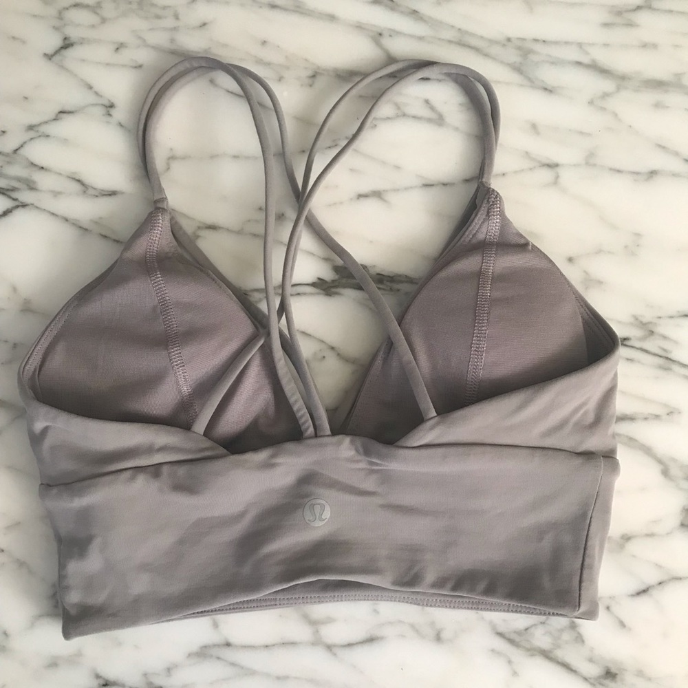 lululemon athletica Strappy Sports Bra in Light Gray and Deep Plum - Picture 4 of 7